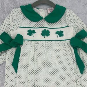 GUC Smocked Bubble Longall St. Patrick’s Day 18 Months 4 Leaf Clover
